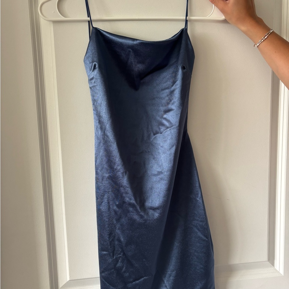 Windsor Navy Blue Satin Mini Dress